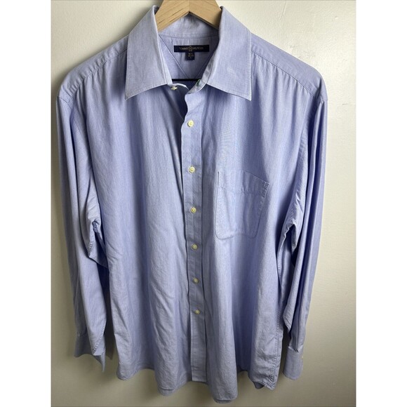 Tommy Hilfiger Men's Size 16.5 34-35 Blue Striped Long-Sleeve Button-Up Shirt - Picture 3 of 12